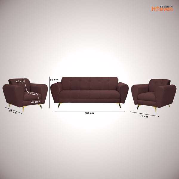 Milan Icon (3+1+1) Seater Sofa- ( Plush Suede Fabric- Brown )
