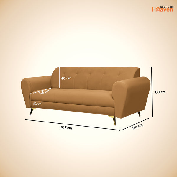 Milan Icon 3 Seater Sofa- ( Plush Suede Fabric- Beige )