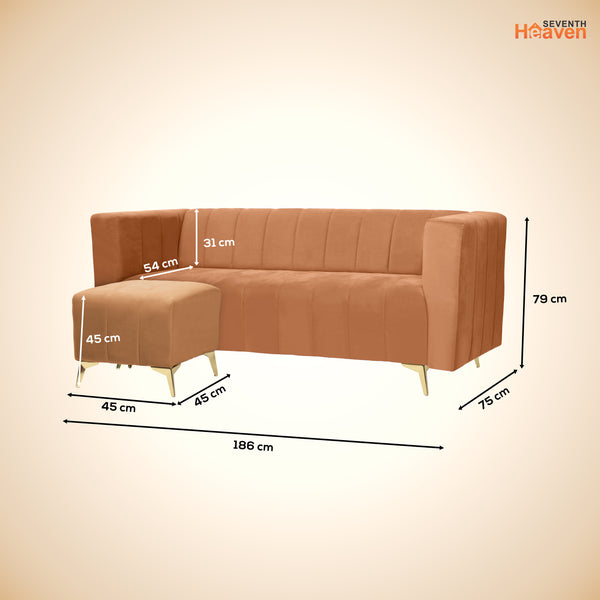Tokyo Icon Ottoman 4 Seater Sofa - ( Plush Suede Fabric -Beige )