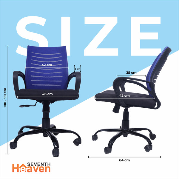 Blaze Mid-Back Office Chair – Ergonomic, Durable & Versatile (Blue)