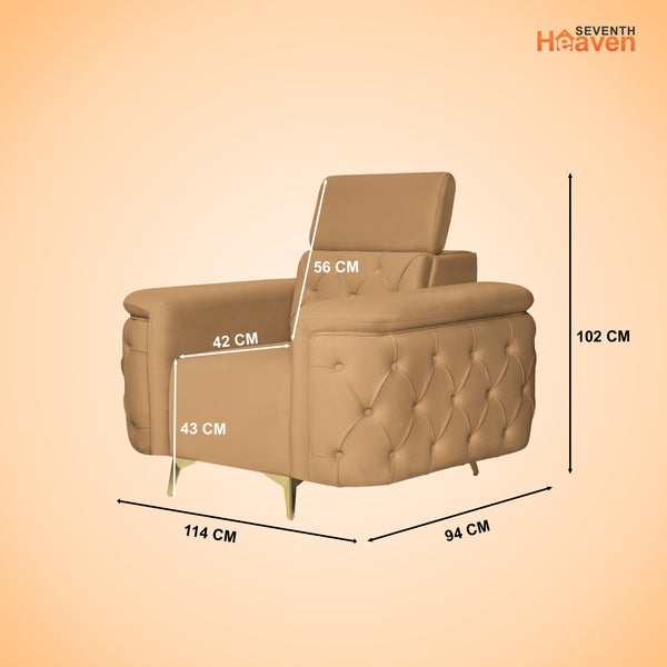 Rome 1 Seater Sofa- ( Plush Suede Fabric- Beige )