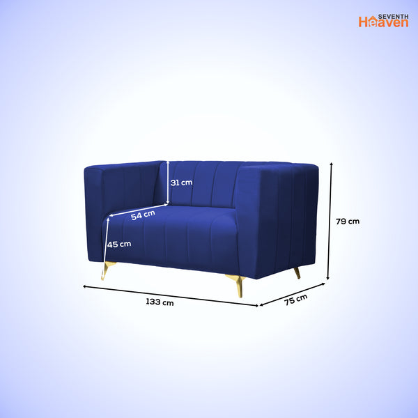 Tokyo Icon 2 Seater Sofa - ( Plush Suede Fabric- Blue )