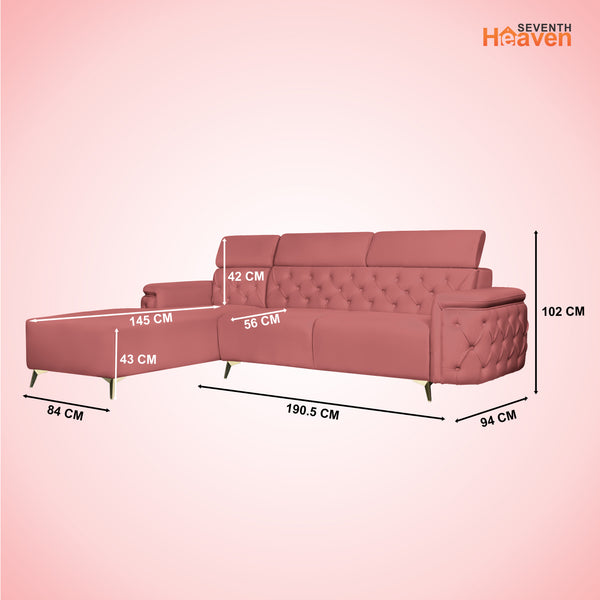 Rome 6 Seater Sofa Set Left Corner- ( Plush Suede - Peach )