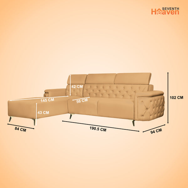 Rome 6 Seater Sofa Set Right Corner- ( Plush Suede - Beige )