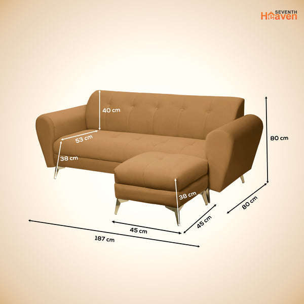 Milan Icon Ottoman 4 Seater Sofa - ( Plush Suede Fabric - Beige )