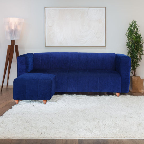 Tokyo 4 Seater Sofa with Ottoman- ( Premium Molfino Fabric- Blue )
