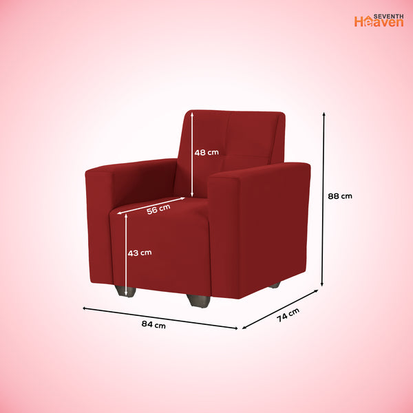 London 1 Seater Sofa- ( Plush Suede Fabric- Maroon )