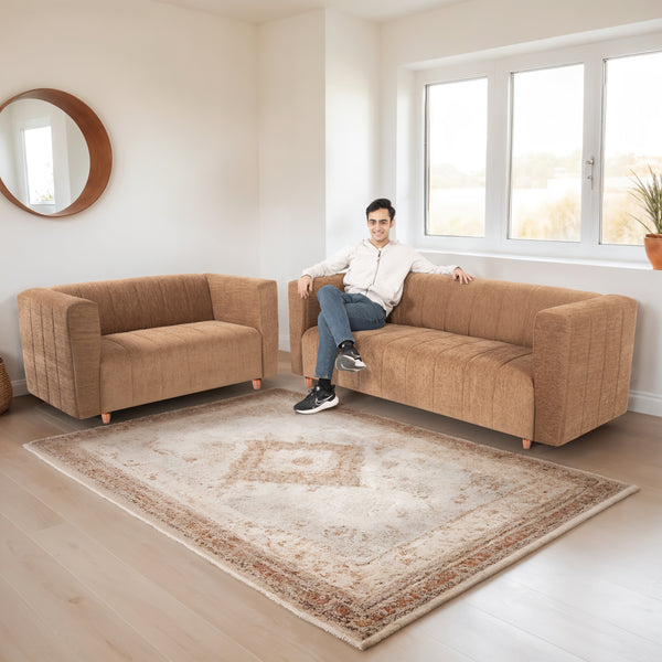 Tokyo 5 Seater Sofa- (3+2) ( Premium Molfino Fabric - Beige)