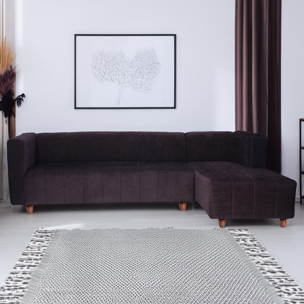 Tokyo 6 Seater Sofa Right Corner- ( Premium Molfino Fabric- Brown )