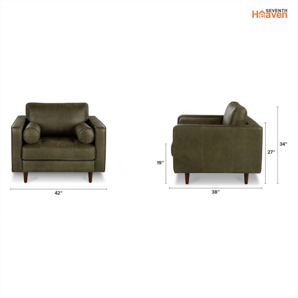 Vienna 1 Seater Sofa- ( Leatherette Fabric - Green )