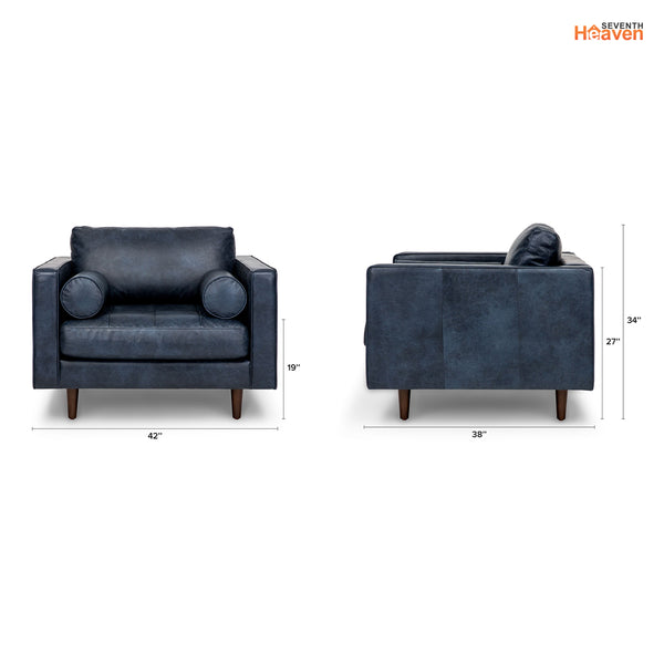 Vienna 1 Seater Sofa- ( Leatherette Fabric - Blue )