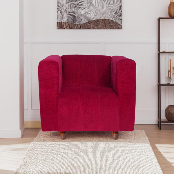 Tokyo 1 Seater Sofa- ( Premium Molfino Fabric- Maroon )