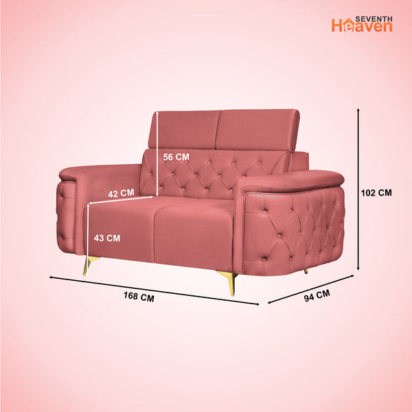 Rome 2 Seater Sofa- ( Plush Suede Fabric- Peach )