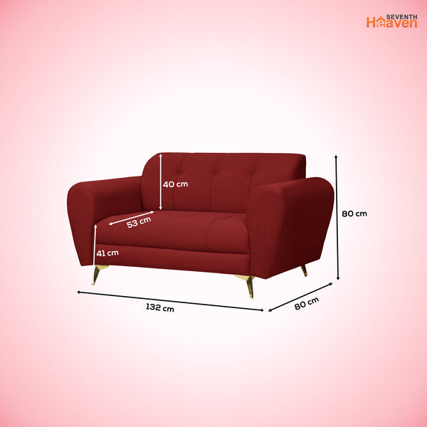 Milan Icon 2 Seater Sofa- ( Plush Suede Fabric-  Maroon )