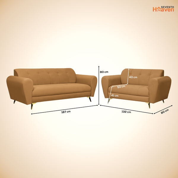 Milan Icon (3+2) Seater Sofa- ( Plush Suede Fabric - Beige)