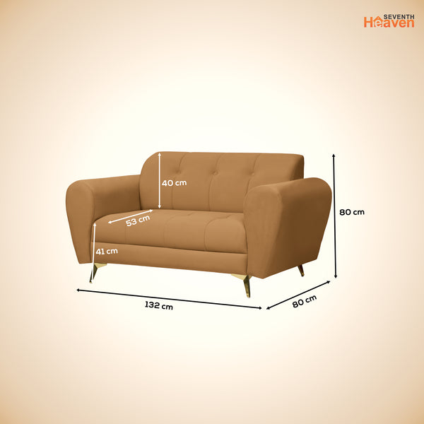 Milan Icon 2 Seater Sofa- ( Plush Suede Fabric-  Beige )