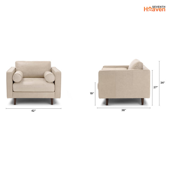 Vienna 1 Seater Sofa- ( Leatherette Fabric - Beige )