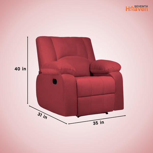 Phoenix Icon 1 Seater Recliner – ( Spacious, Luxurious & DIY-Friendly, Plush Suede - Maroon )