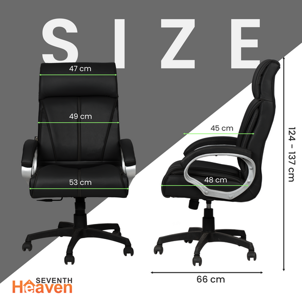 Elite High-Back Office Chair – Ergonomic, Durable & Versatile (Leatherett - Black)