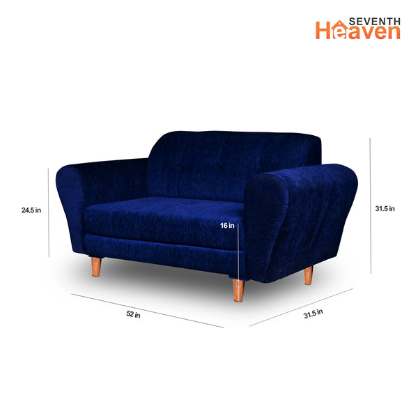 Milan 2 Seater Sofa - ( Premium Molfino Fabric- Blue )