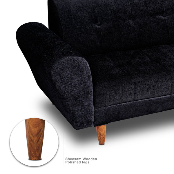 Milan 2 Seater Sofa- Premium Molfino Fabric- Black
