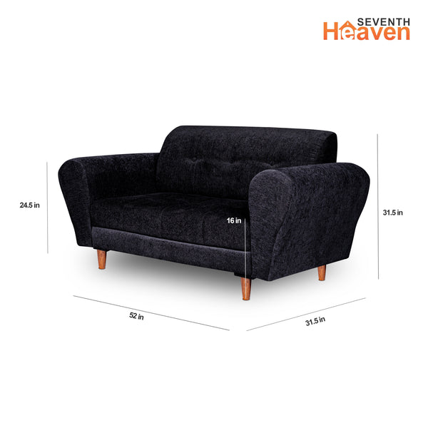 Milan 2 Seater Sofa- Premium Molfino Fabric- Black