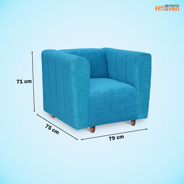 Tokyo 1 Seater Sofa- ( Premium Molfino Fabric- Sky Blue )