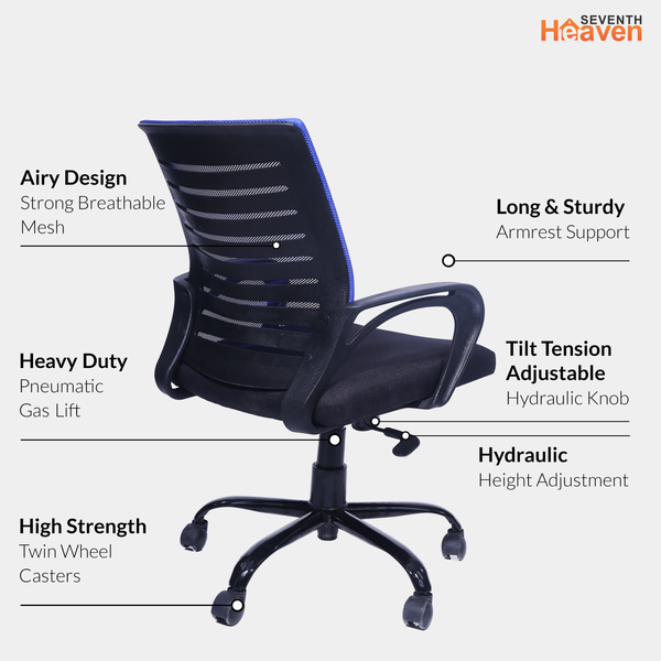 Blaze Mid-Back Office Chair – Ergonomic, Durable & Versatile (Blue)