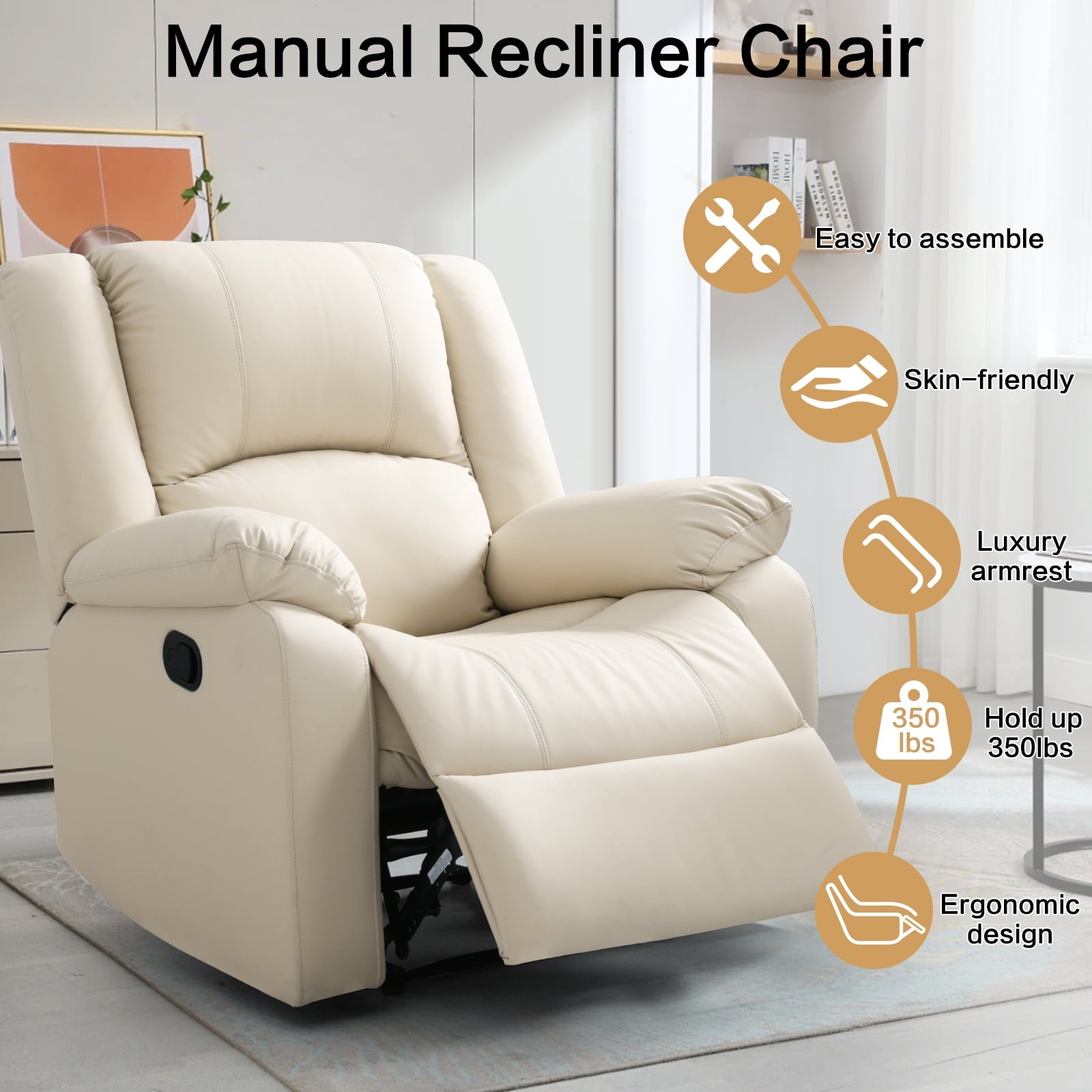 Phoenix Seater Recliner – Spacious, Luxurious DIY-Friendly- Beige