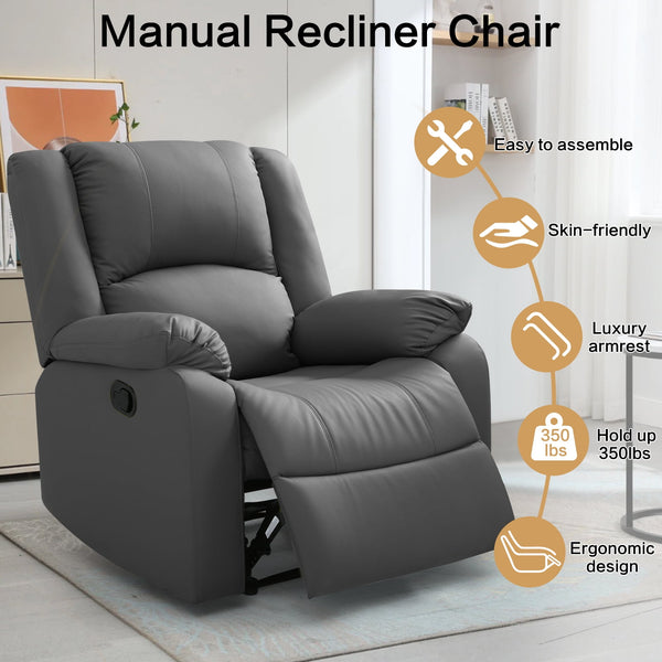 Phoenix 1 Seater Recliner – ( Spacious, Luxurious & DIY-Friendly- Grey )