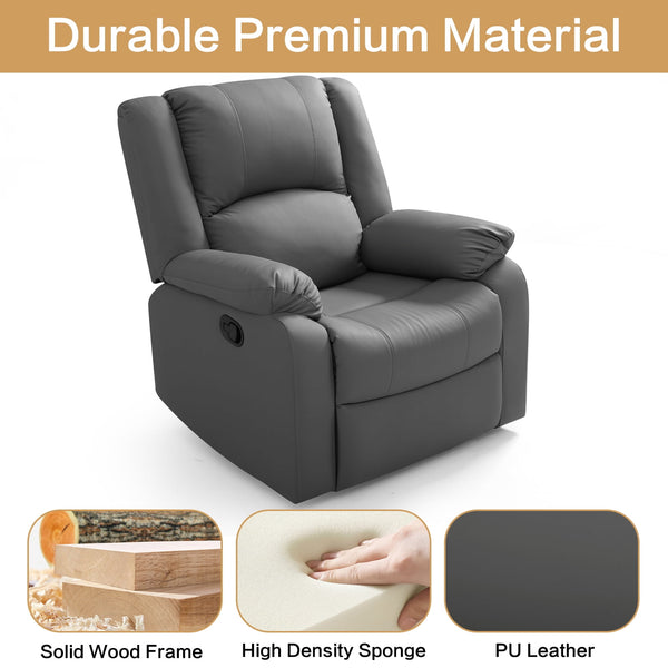 Phoenix 1 Seater Recliner – ( Spacious, Luxurious & DIY-Friendly- Grey )