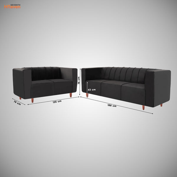 Sydney (3+2) Seater Sofa- ( Plush Suede Fabric- Black )