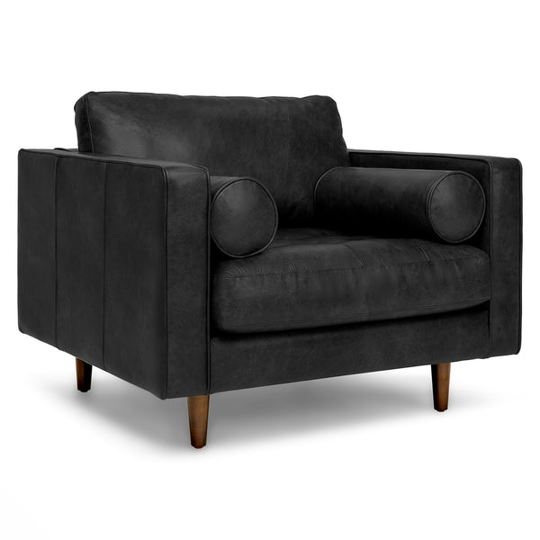 Vienna 1 Seater Sofa- ( Leatherette Fabric - Black )
