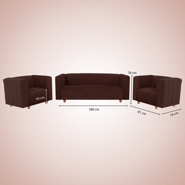 Tokyo 5 Seater Sofa- (3+1+1) ( Premium Molfino Fabric- Brown)