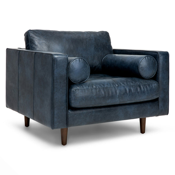 Vienna 1 Seater Sofa- ( Leatherette Fabric - Blue )