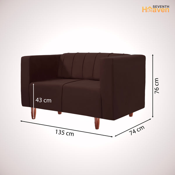 Sydney 2 Seater Sofa- ( Plush Suede Fabric- Brown )