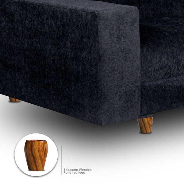 Berlin (3+1+1) Seater Sofa- ( Premium Molfino Fabric- Black )