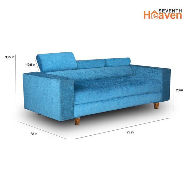 Berlin (3+1+1) Seater Sofa- ( Premium Molfino Fabric- Sky Blue )