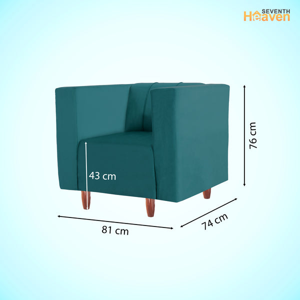 Sydney 1 Seater Sofa- ( Plush Suede Fabric- Teal )