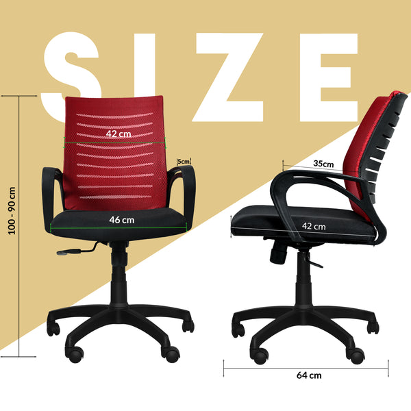 Bolt Mid-Back Office Chair – Ergonomic, Durable & Versatile ( Red )