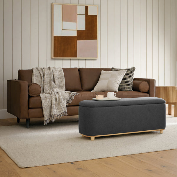 Vienna 3 Seater Sofa- ( Leatherette Fabric - Brown )