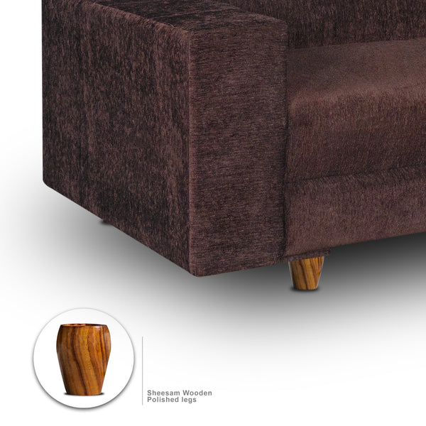 Berlin (3+2) Seater Sofa Right Corner- ( Premium Molfino Fabric- Brown )