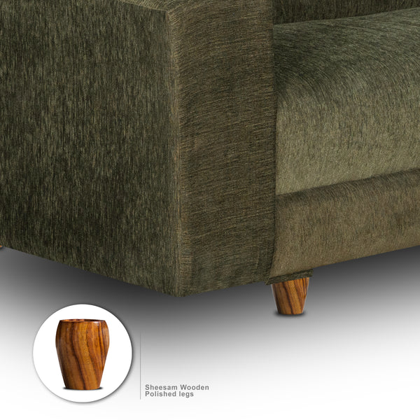 Berlin (3+2) Seater Sofa- ( Premium Molfino Fabric- Green )