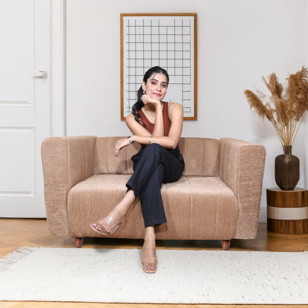 Tokyo 2 Seater Sofa- ( Premium Molfino Fabric- Beige )