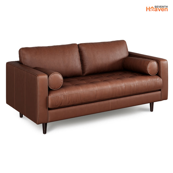 Vienna 2 Seater Sofa- ( Leatherette Fabric - Brown )
