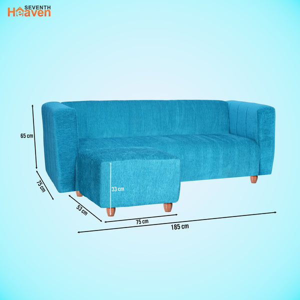 Tokyo 4 Seater Sofa with Ottoman- ( Premium Molfino Fabric- Sky Blue )