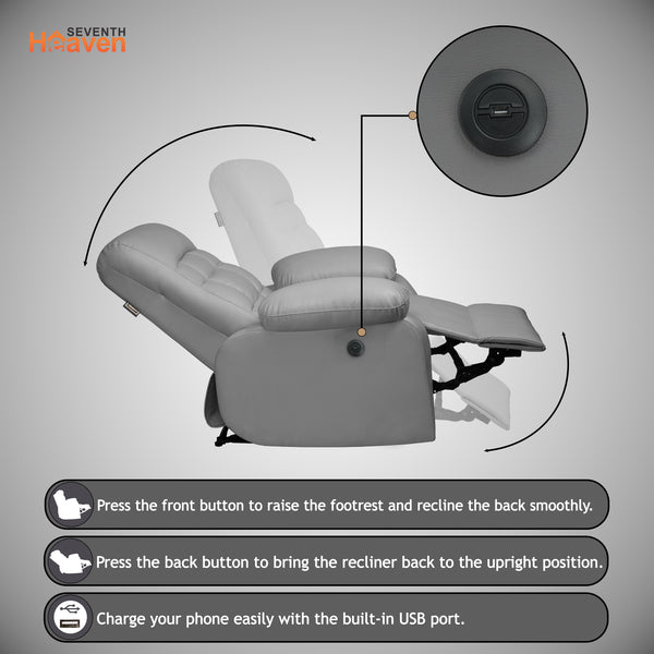 Havana 1 Seater Motorised Recliner – ( Spacious, Luxurious & DIY-Friendly - Grey )