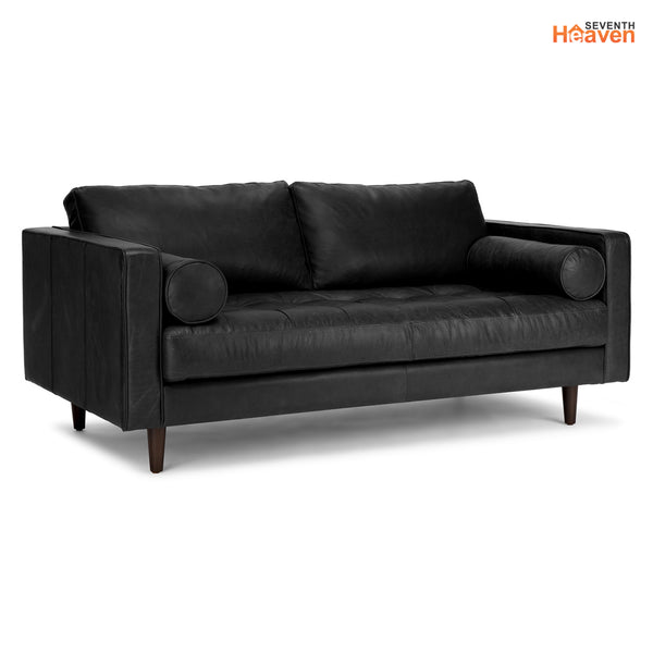 Vienna 2 Seater Sofa- ( Leatherette Fabric - Black )