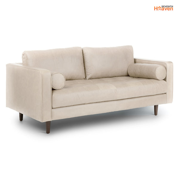 Vienna 2 Seater Sofa- ( Leatherette Fabric - Beige )