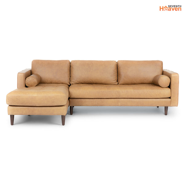 Vienna 6 Seater Sofa Right Corner - ( Leatherette Fabric - Tan )